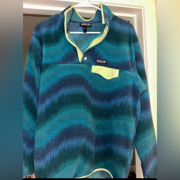 Patagonia Synchilla Aurora Dark Borealis Green Snap-T Womens L - Picture 1 of 4